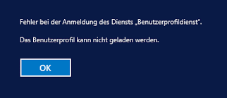 Fehler bei der Anmeldung mit dem Benutzerprofildienst